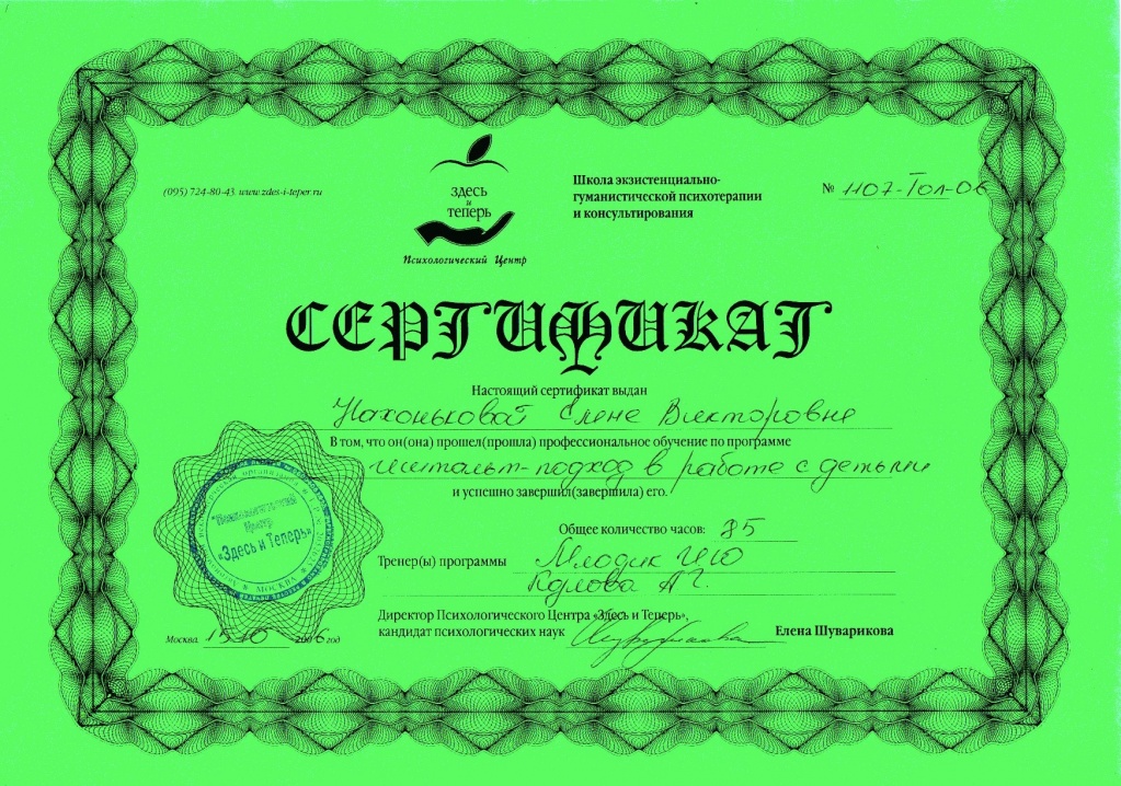 Сертификат 2 2006